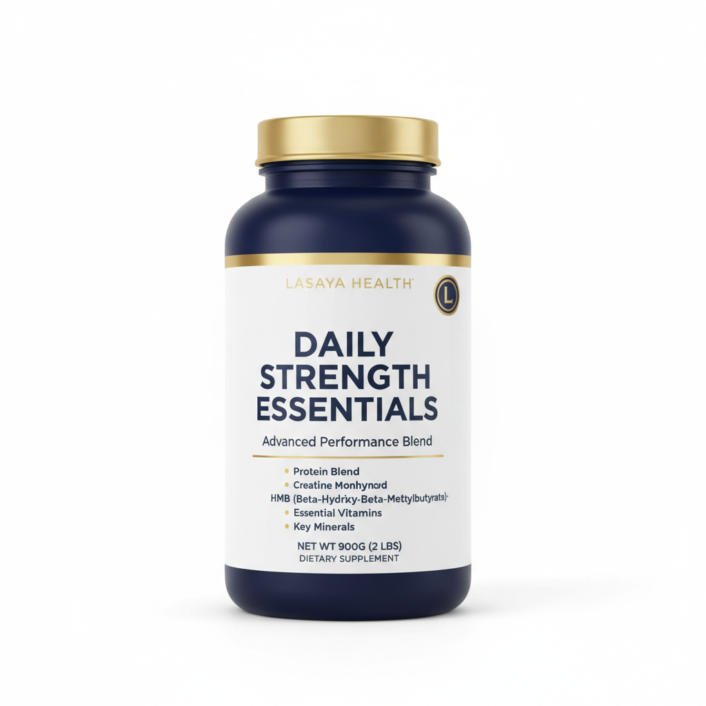 Daily Strength Essentials supplement bottle by Lasaya Health