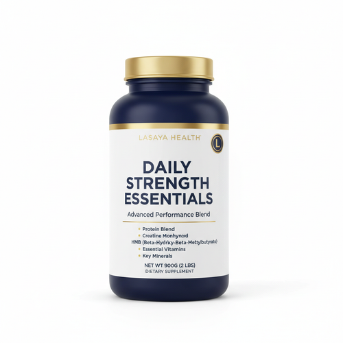 Daily Strength Essentials supplement bottle by Lasaya Health